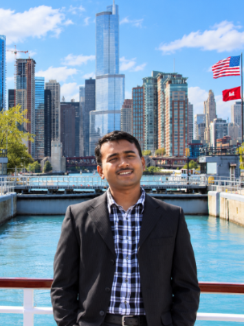 Smiling Portrait Chicago skyline behind